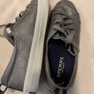 Silver sparkle women’s like new Sperry size 6.5.
